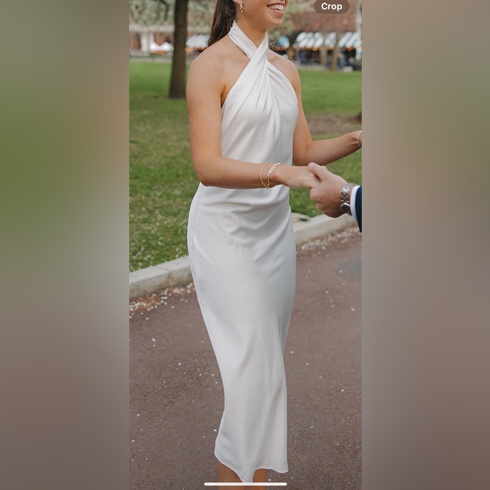 Show Me Your Mumu Jasmine Halter Midi Dress- white